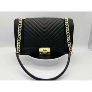 Karl Lagerfeld Paris Agyness Quilted Shoulder Bag - Black & Gold